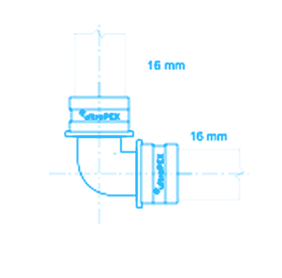 Desenho CAD 2D do joelho normal ultraPEX 16 mm, com e sem anéis