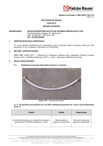 Miniatura: Pressão hidrostática interna e esforço axial DN16