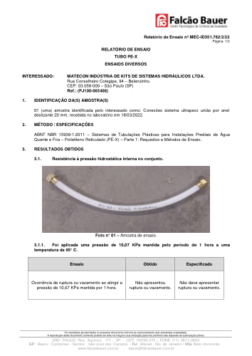 Miniatura: Pressão hidrostática interna e esforço axial DN20