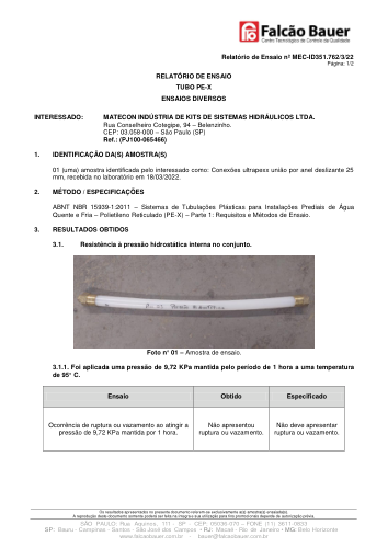 Miniatura: Pressão hidrostática interna e esforço axial DN25
