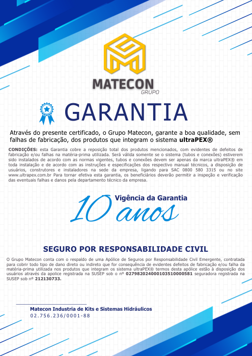 Capa: Certificado de garantia e apólice de responsabilidade civil