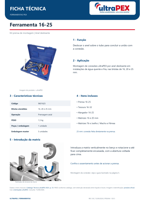 Capa: Fichas técnicas — Ferramentas ultraPEX